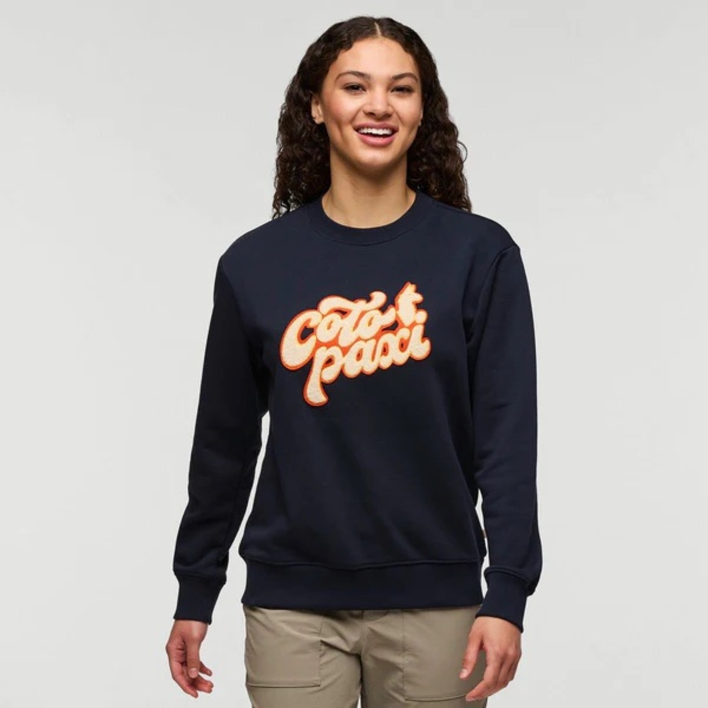Cotopaxi Navy Crewneck Sweater with Orange Logo